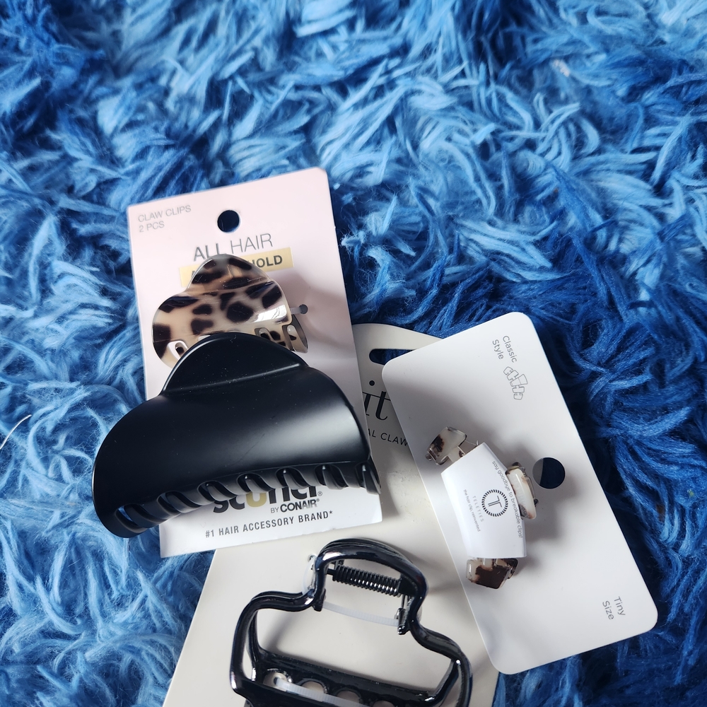 Leopard and Black Hair Claw Clips Set